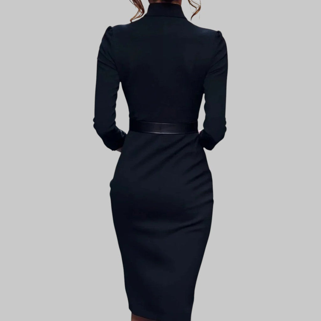 Belted Slim Fit Midi Dress
