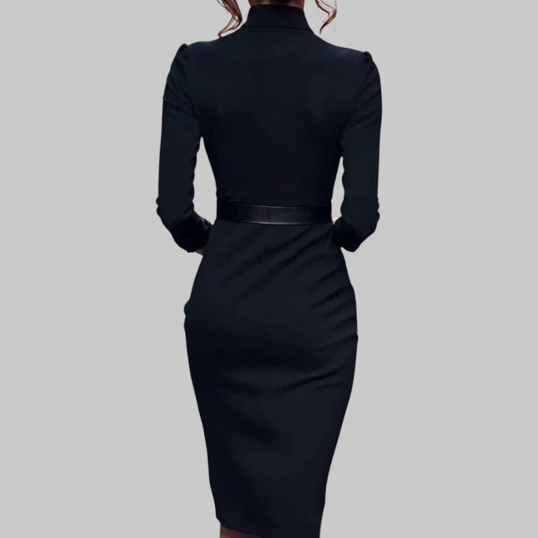 Belted Slim Fit Midi Dress
