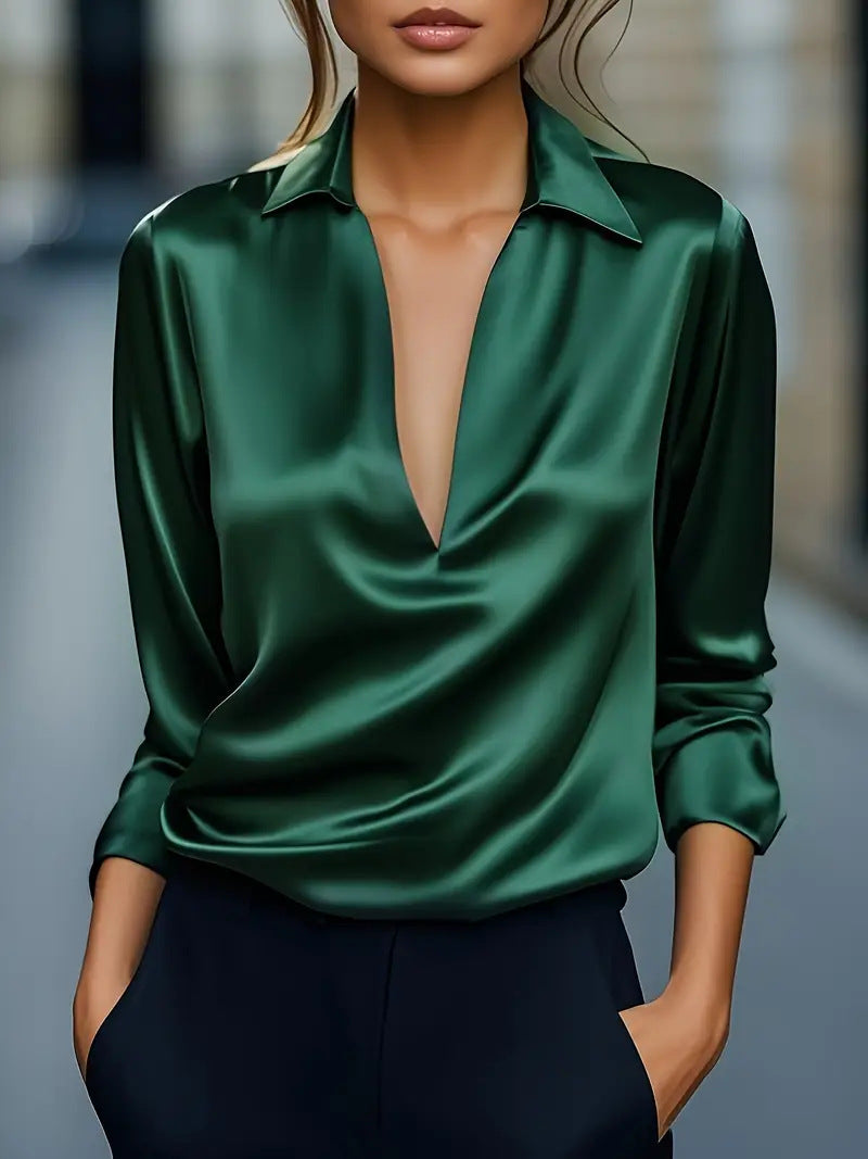 Silky V-Neck Blouse