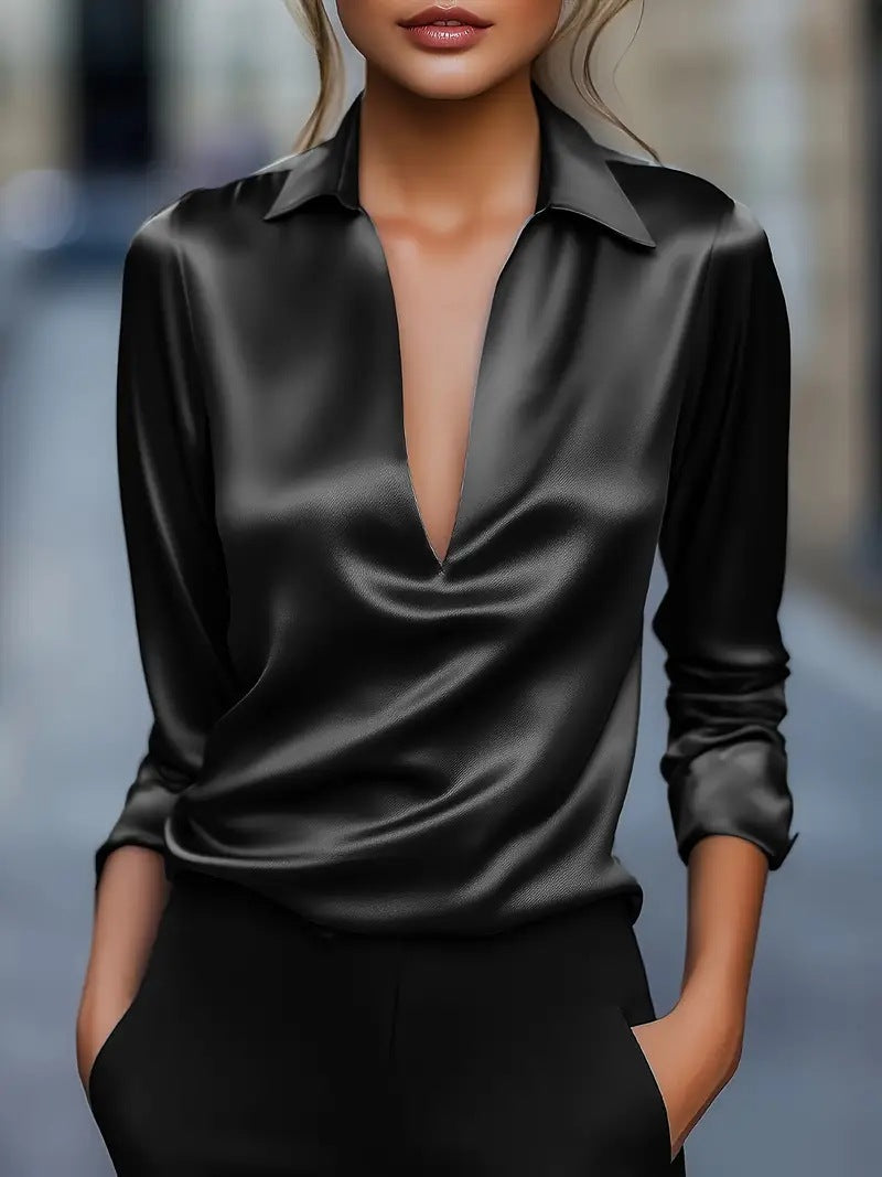 Silky V-Neck Blouse