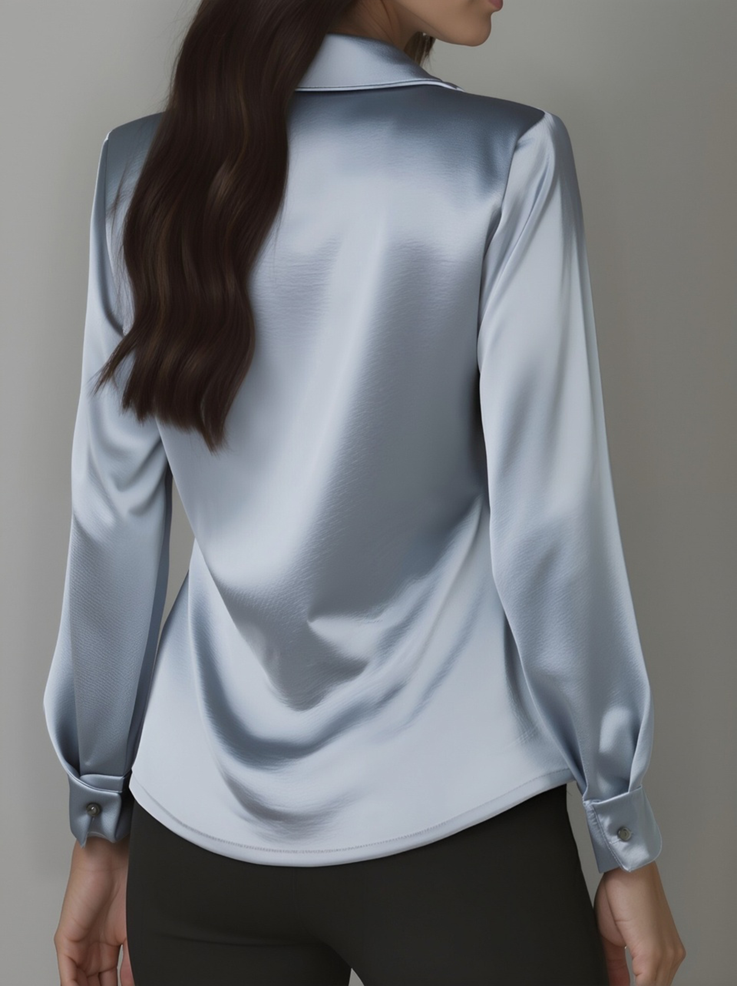 Draped Collar Long Sleeve Blouse