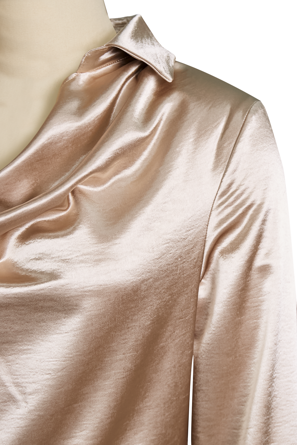 Draped Collar Long Sleeve Blouse