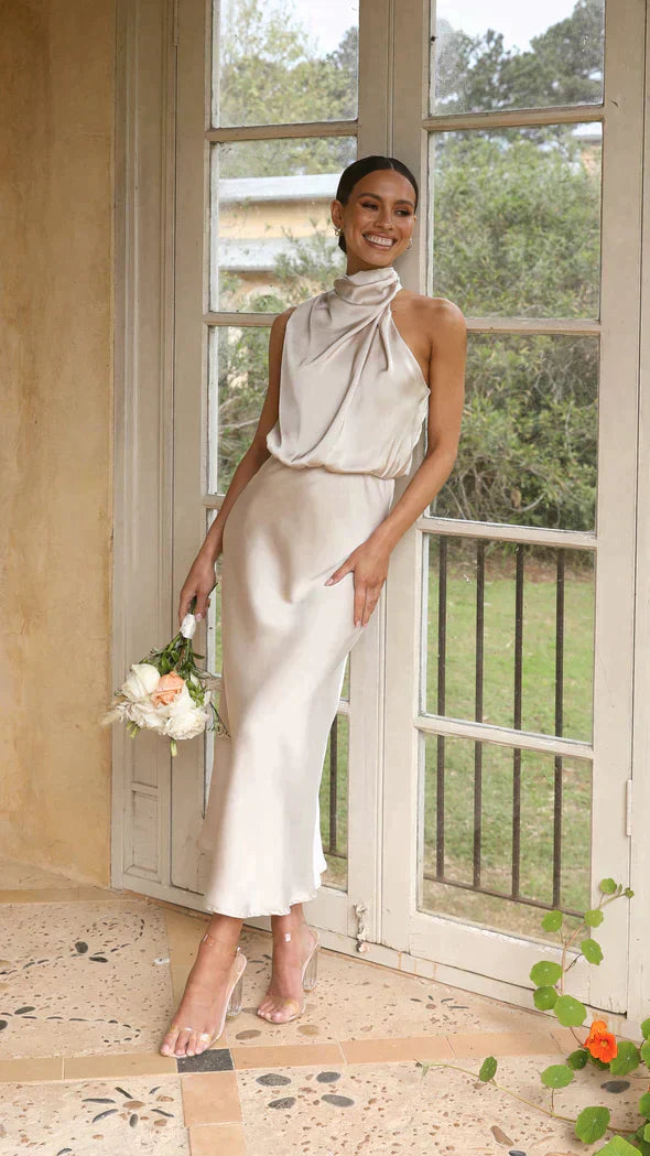 Halter Neck Midi Dress