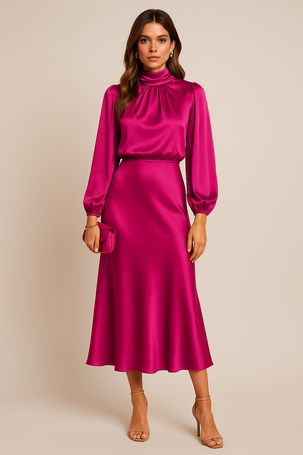 Satin A-Line Midi Dress