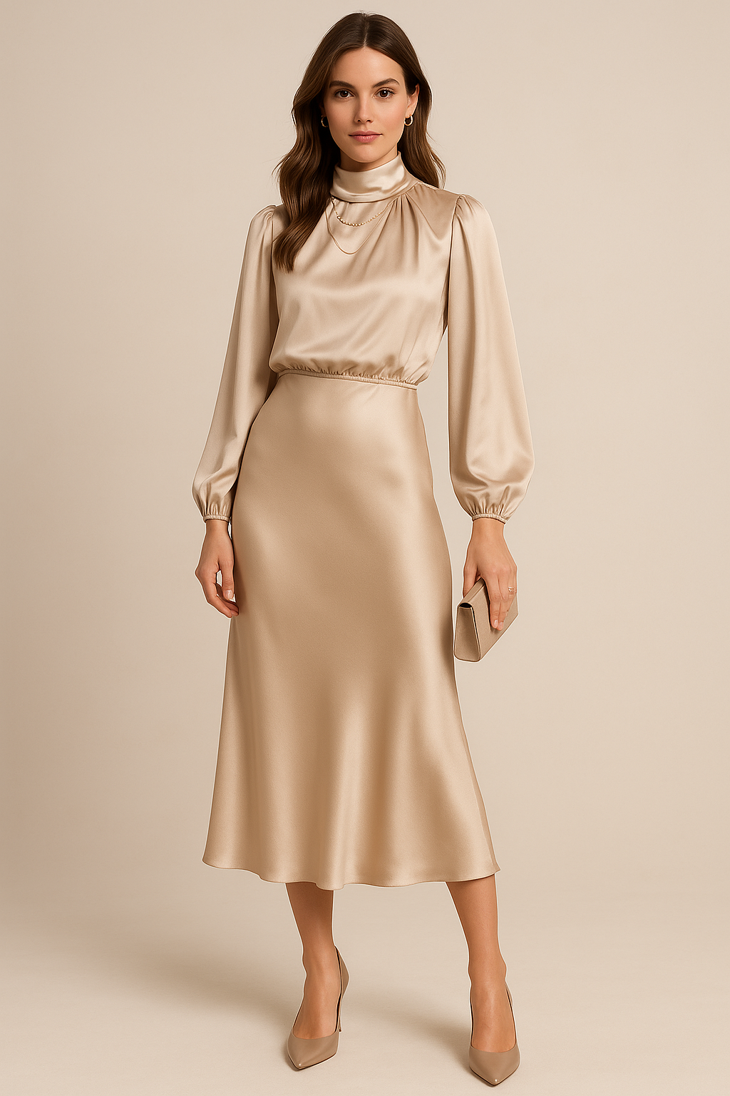 Satin A-Line Midi Dress