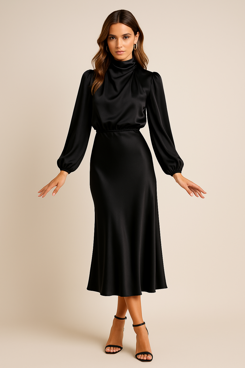 Satin A-Line Midi Dress
