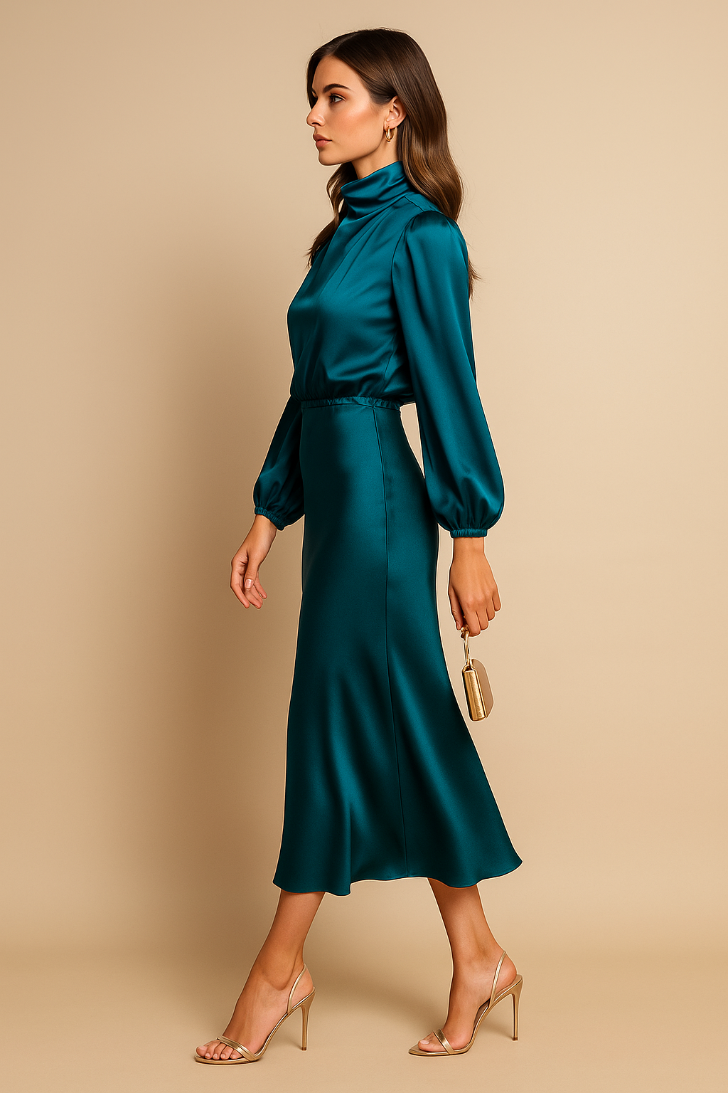Satin A-Line Midi Dress