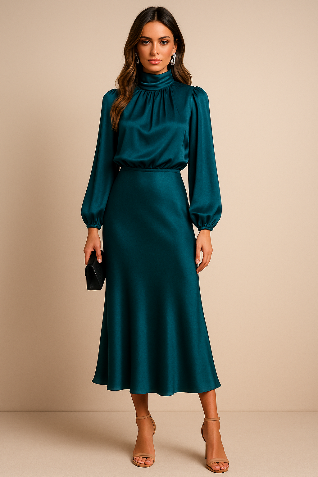 Satin A-Line Midi Dress