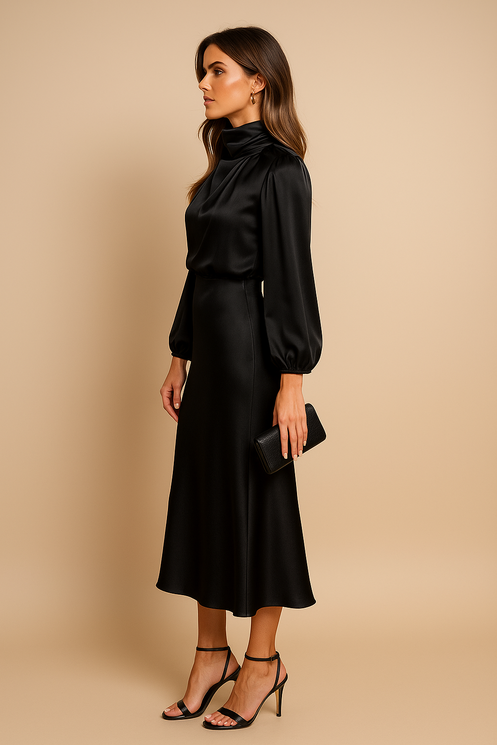 Satin A-Line Midi Dress