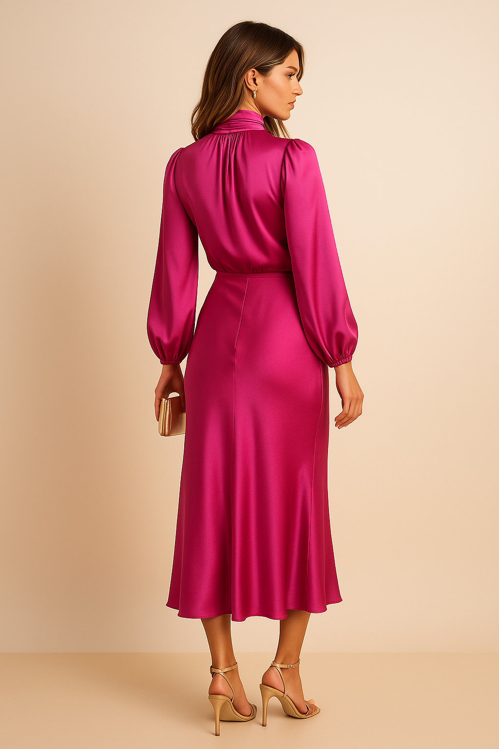 Satin A-Line Midi Dress