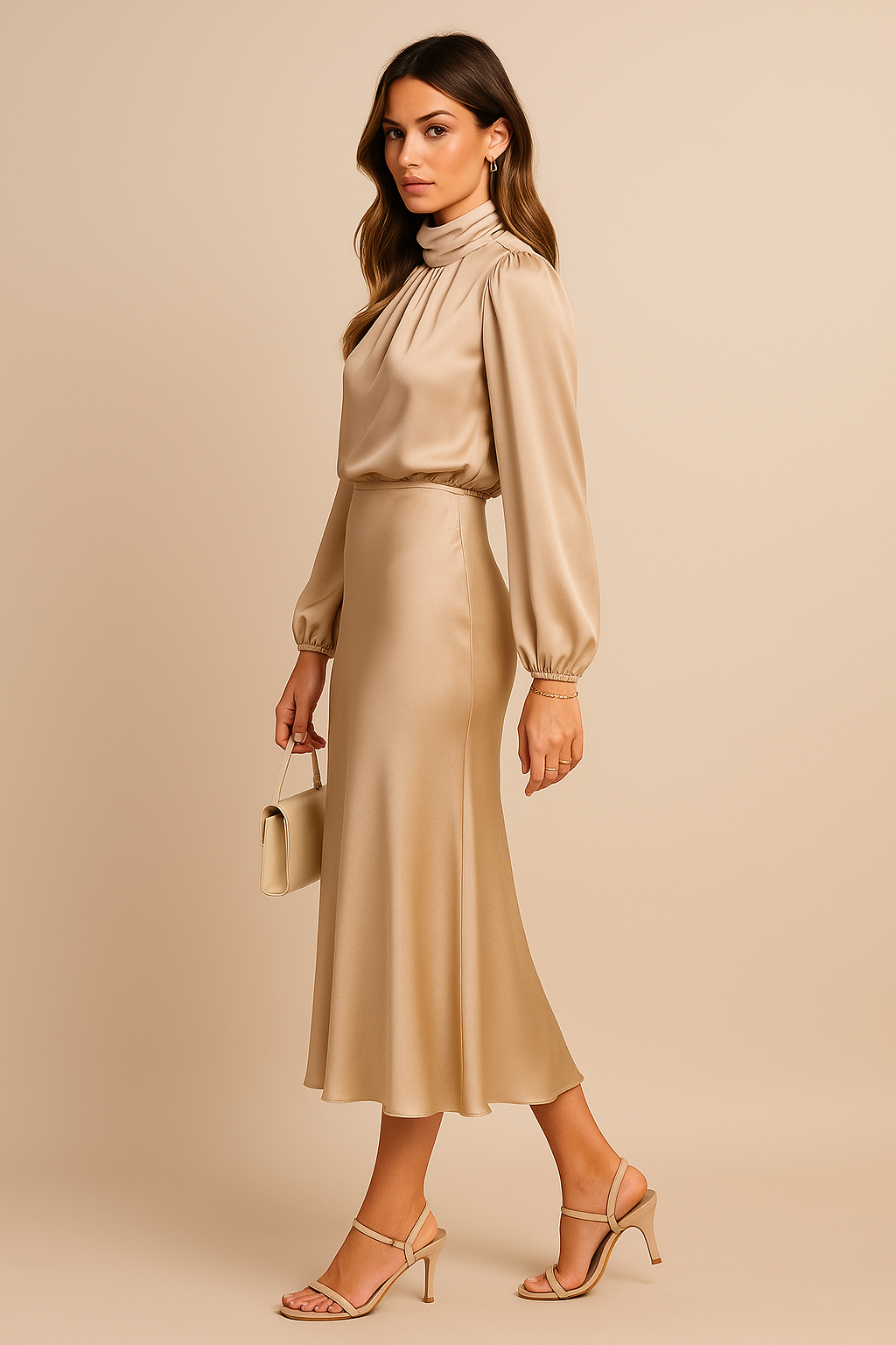 Satin A-Line Midi Dress