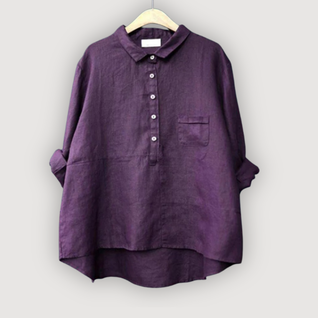 Linen Blend High-Low Blouse