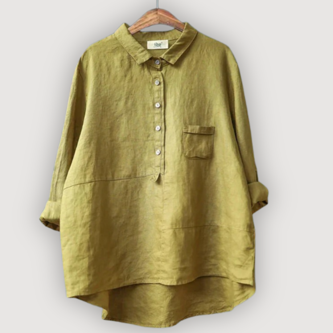 Linen Blend High-Low Blouse