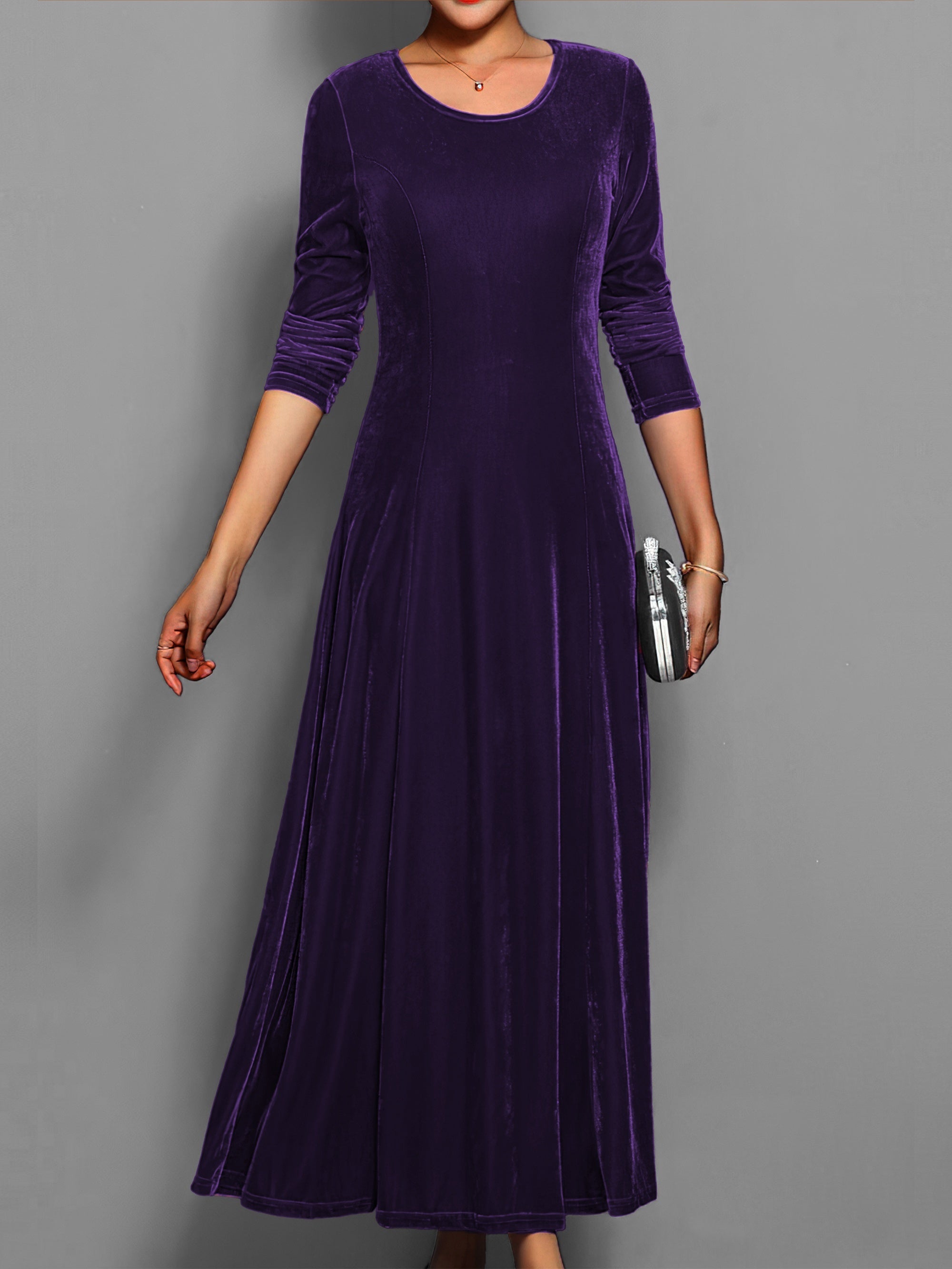 Velvet Long Sleeve Maxi Dress