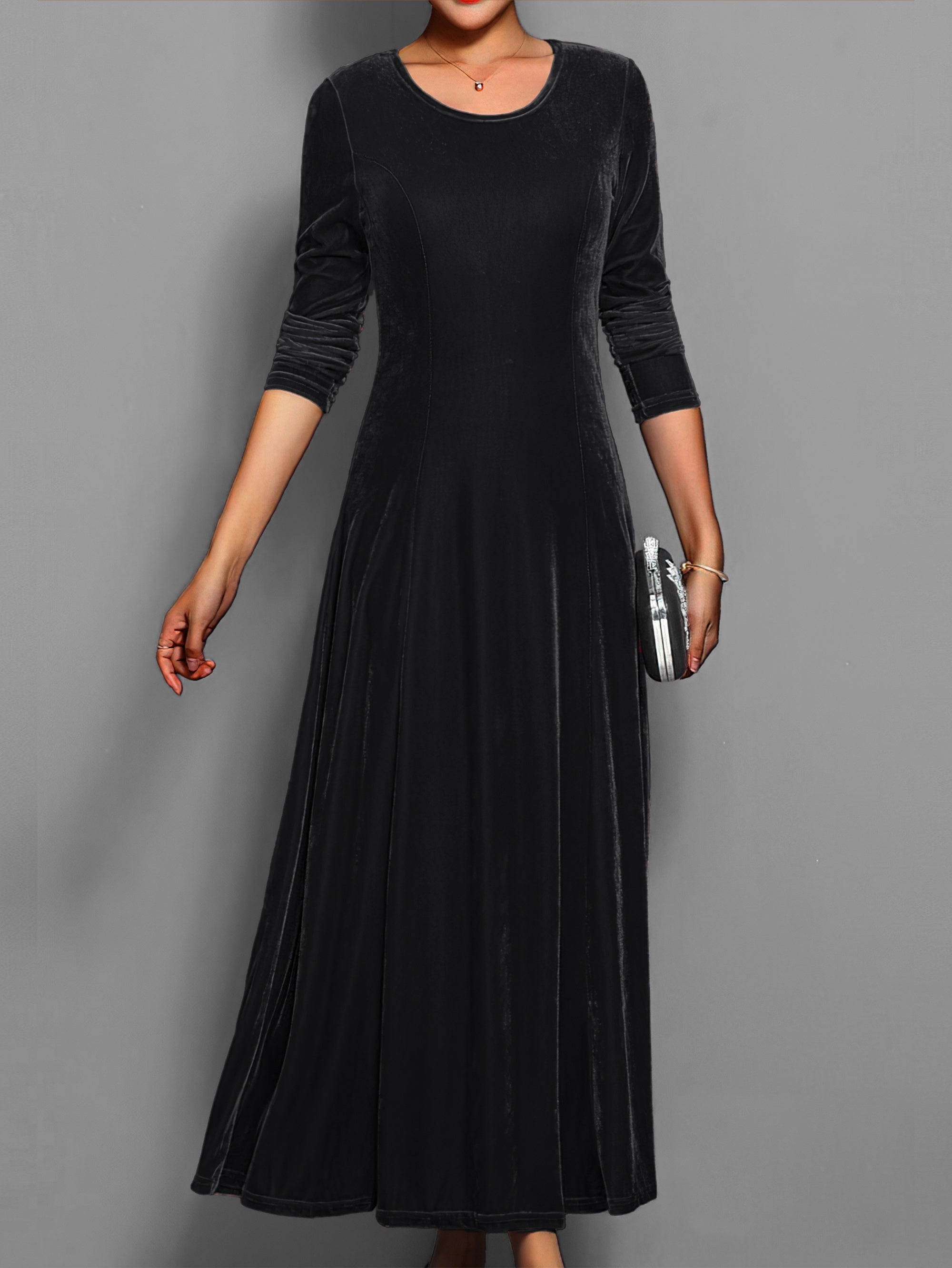 Velvet Long Sleeve Maxi Dress