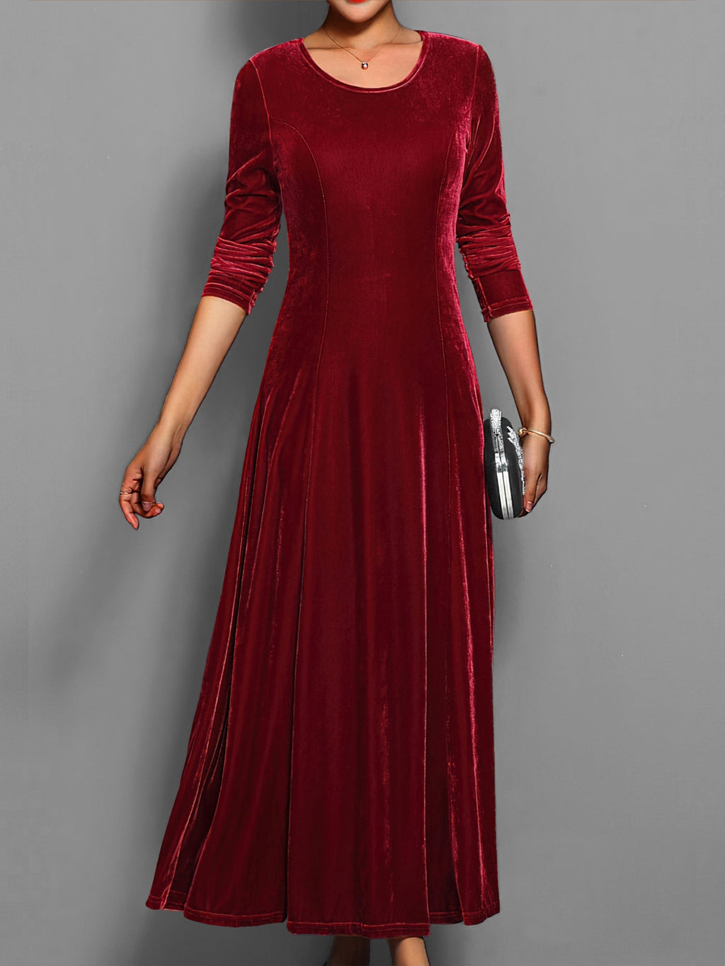 Velvet Long Sleeve Maxi Dress