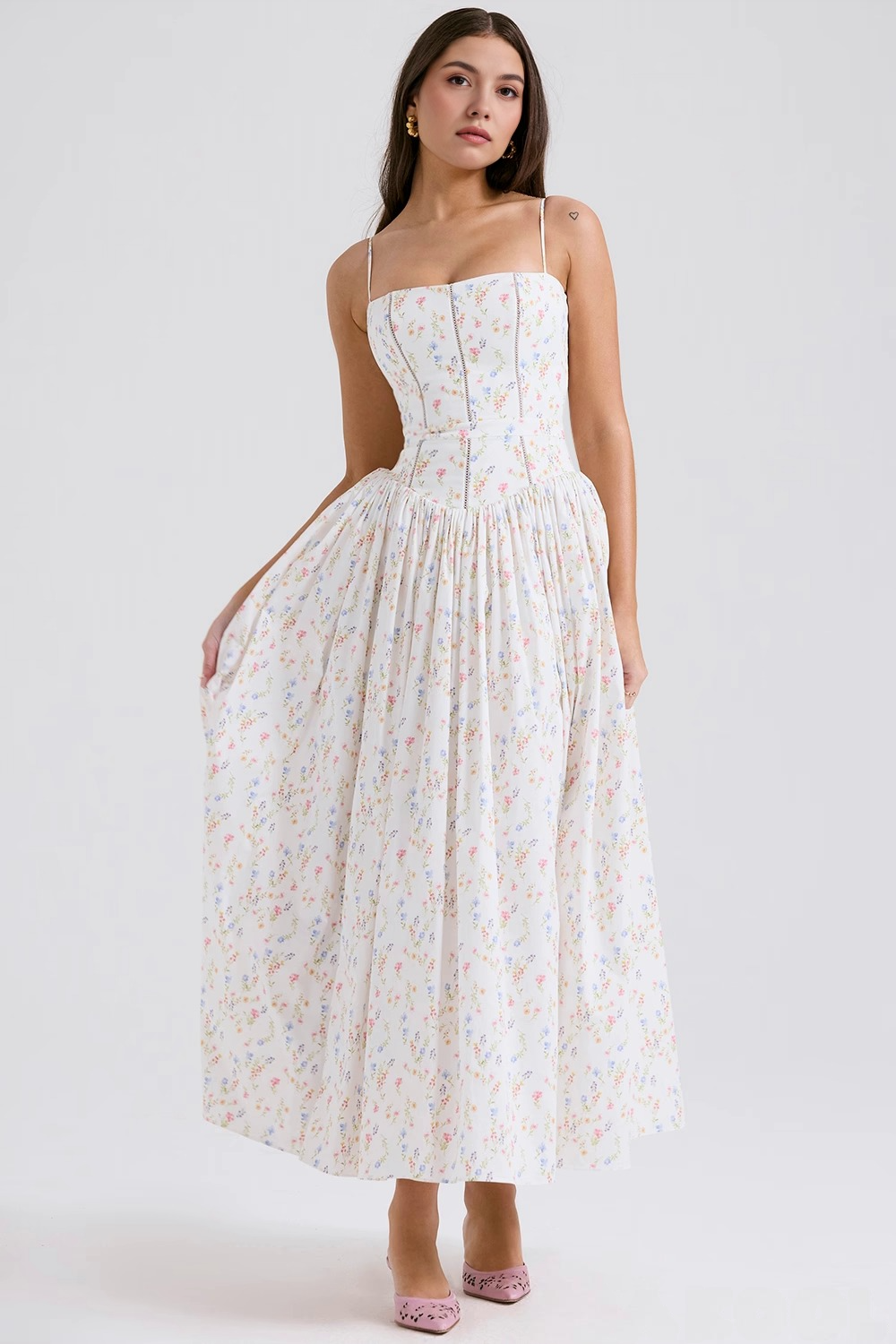 A-Line Floral Maxi Dress