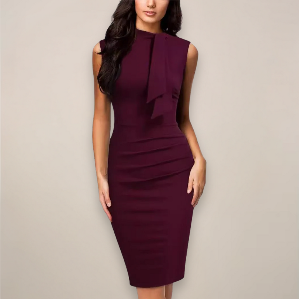 Mock Neck Midi Cocktail Dress