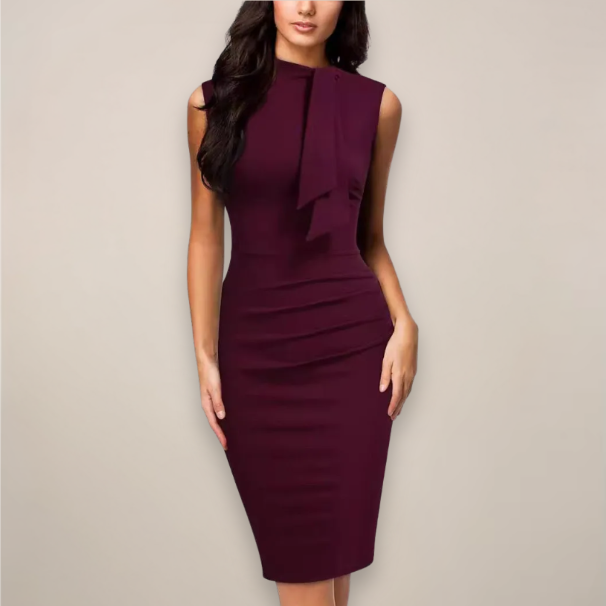 Mock Neck Midi Cocktail Dress