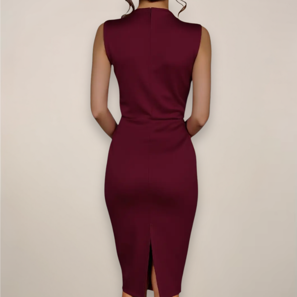 Mock Neck Midi Cocktail Dress