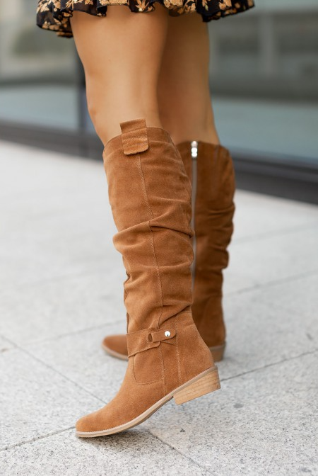 Stylish Brown Slouchy Suede Boots