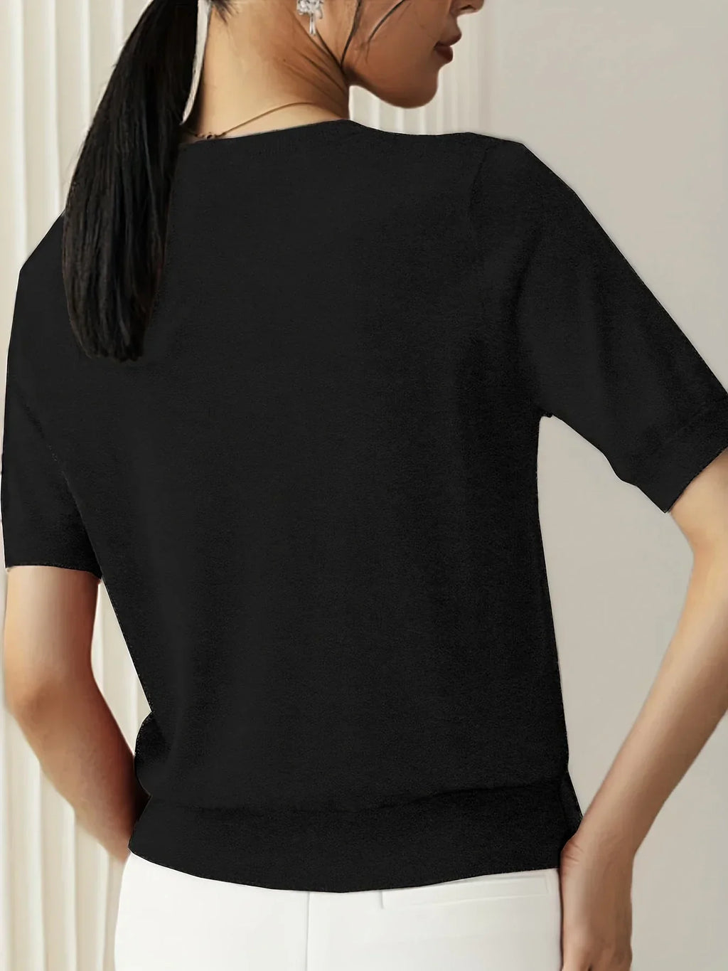 Soft Knit Short Sleeve Sweater